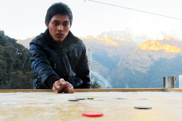 Carrom board in the Himalayas
